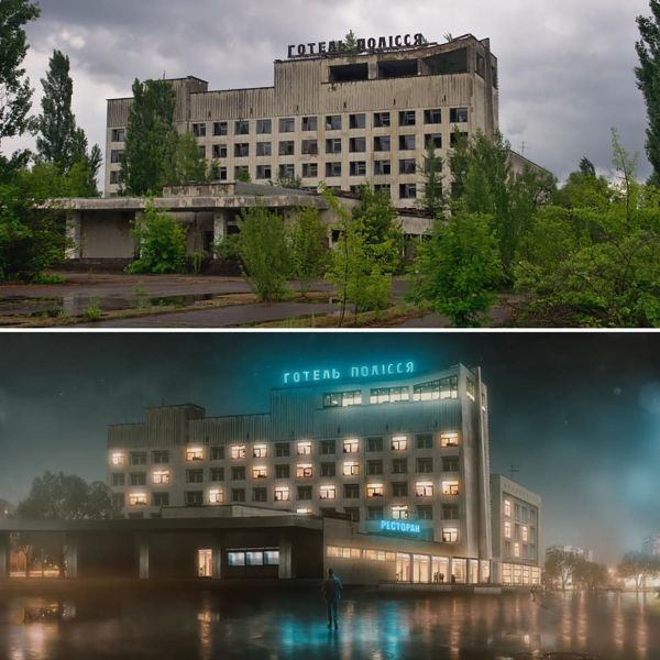 A hotel in Pripyat, Ukraine after the Chernobyl disaster (left) and the artist's impression (right) of how it would look if the disaster never happened A hotel in Pripyat, Ukraine after the Chernobyl disaster (left) and the artist's impression (right) of how it would look if the disaster never happened - Sputnik International