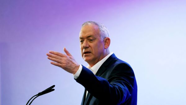 FILE PHOTO: Benny Gantz, leader of Blue and White party, speaks at a regional council chairpersons' conference in Kiryat Anavim, Israel, February 26, 2020.  - Sputnik International