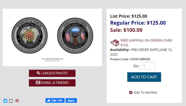 ‘World vs. Virus’: White House Gift Shop Unveils COVID-19 Task Force Commemorative Coins ‘World vs. Virus’: White House Gift Shop Unveils COVID-19 Task Force Commemorative Coins - Sputnik International