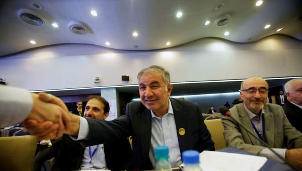 Iran's OPEC governor Hossein Kazempour Ardebili is greeted at the OPEC Ministerial Monitoring Committee in Algiers, Algeria September 23, 2018 - Sputnik International