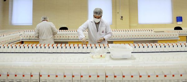 Medical firm staff work in a lab on coronavirus testing kits just outside Tehran, Iran, Saturday, April 11, 2020. A medical firm outside west of Tehran launched the production line of serology-based test kits that can discover whether a person has ever been exposed to the novel coronavirus or suffered from the COVID-19 disease and recovered or not. Medical firm staff work in a lab on coronavirus testing kits just outside Tehran, Iran, Saturday, April 11, 2020. A medical firm outside west of Tehran launched the production line of serology-based test kits that can discover whether a person has ever been exposed to the novel coronavirus or suffered from the COVID-19 disease and recovered or not. - Sputnik International