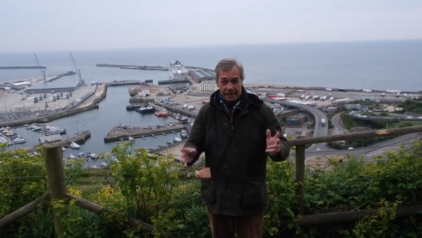 Brexit Party leader Nigel Farage conducts a report on migrants in Dover despite media backlash and police advice against breaking COVID-19 social distancing restrictions - Sputnik International