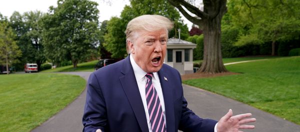 U.S. President Donald Trump speaks to reporters as he departs on travel to Phoenix, Arizona from the South Lawn of the White House in Washington, U.S., May 5, 2020 - Sputnik International