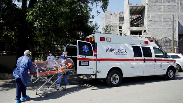 Medical workers wearing protective suits load a capsule with a resident of the nursing house Retirement house Luis Elizondo into an ambulance to be transferred to a hospital, as the spread of the coronavirus disease (COVID-19) continues, in Guadalupe, on the outskirts of Monterrey, Mexico May 6, 2020.  - Sputnik International
