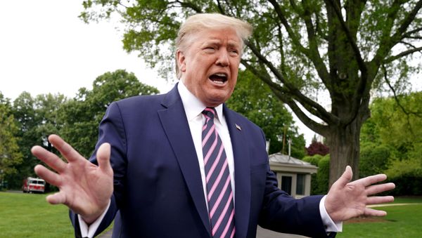 U.S. President Donald Trump speaks to reporters as he departs on travel to Phoenix, Arizona from the South Lawn of the White House in Washington, U.S., May 5, 2020 - Sputnik International
