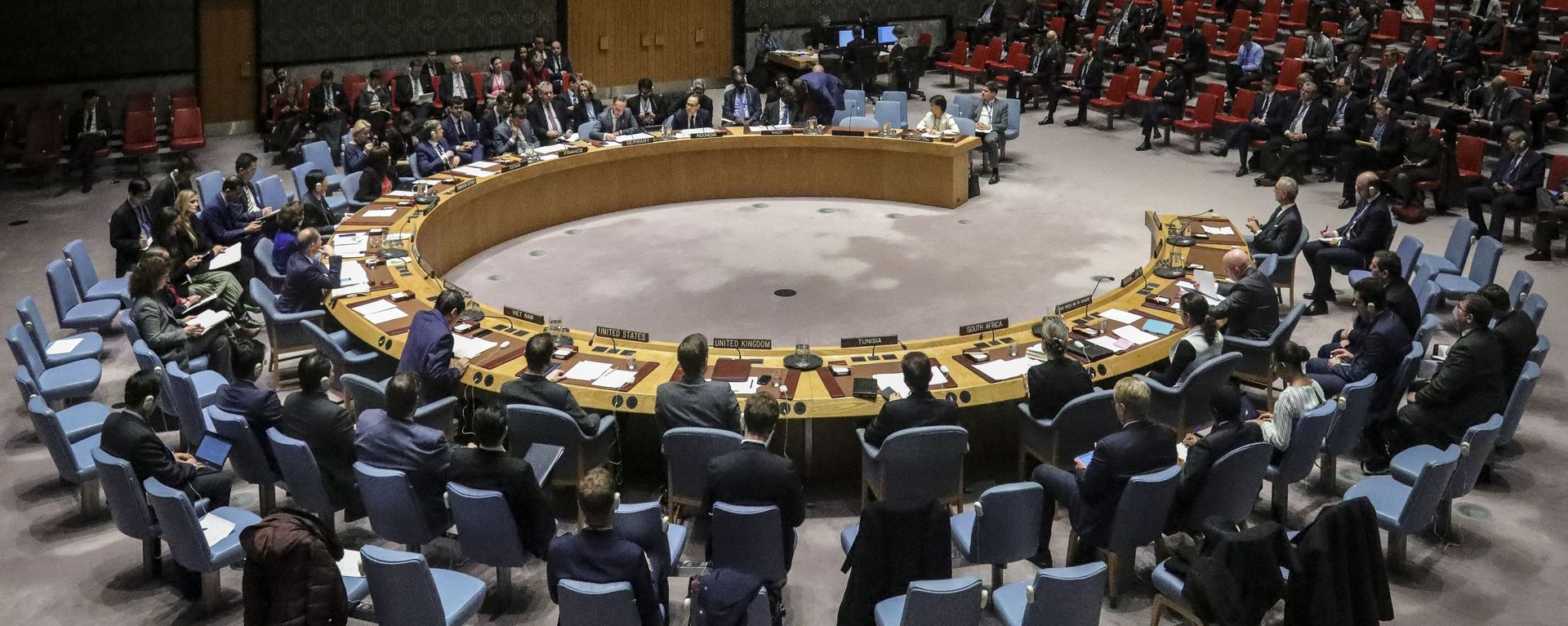 Members of the United Nations Security Council, with visiting German Foreign Minister Heiko Maas, convene a meeting on the nuclear non-proliferation treaty, Wednesday, Feb. 26, 2020, at U.N. headquarters - Sputnik International, 1920, 24.07.2021