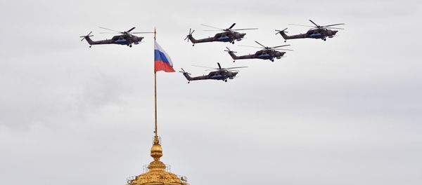 Mi-28 Helicopters Flying Over Moscow During the Victory Day Parade Mi-28 Helicopters Flying Over Moscow During the Victory Day Parade - Sputnik International