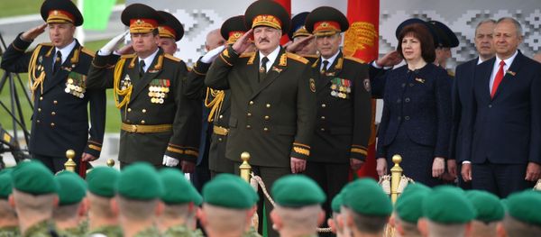Belarusian President Alexander Lukashenko at the military parade dedicated to the 75th anniversary of victory in the Great Patriotic War, Minsk, Belarus, May 9, 2020. - Sputnik International