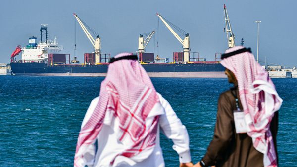 This picture taken on December 11, 2019, shows an oil tanker at the port of Ras al-Khair, about 185 kilometres north of Dammam in Saudi Arabia's eastern province overlooking the Gulf - Sputnik International