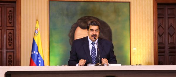 Handout picture released by the Venezuelan Presidency showing Venezuelan President Nicolas Maduro speaking during a video conference meeting with international media correspondents, at Miraflores Presidential Palace in Caracas, on May 6, 2020. Handout picture released by the Venezuelan Presidency showing Venezuelan President Nicolas Maduro speaking during a video conference meeting with international media correspondents, at Miraflores Presidential Palace in Caracas, on May 6, 2020. - Sputnik International