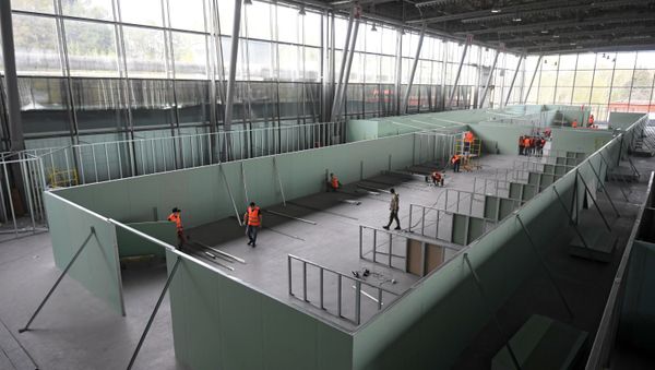 A view shows a construction site of a temporary hospital for patients with coronavirus at Congress and Exhibition Center Sokolniki, in Moscow, Russia - Sputnik International