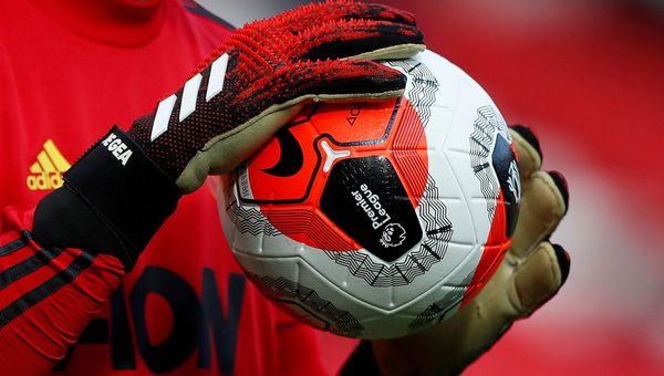 ILE PHOTO: Soccer Football - Premier League - Manchester United v Watford - Old Trafford, Manchester, Britain - February 23, 2020  General view of a match ball held by Manchester United's David de Gea during the warm up before the match - Sputnik International