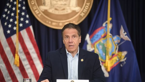 New York Gov. Andrew Cuomo briefs the media during a coronavirus news conference at his office in New York City, Saturday, May 9, 2020 - Sputnik International