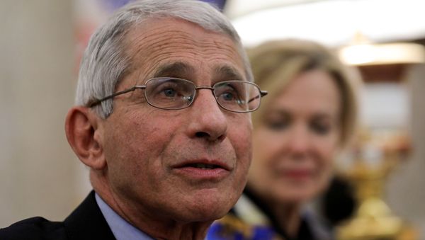 National Institute of Allergy and Infectious Diseases Director Dr. Anthony Fauci speaks during a coronavirus response meeting in the Oval Office at the White House in Washington, U.S., April 29, 2020. - Sputnik International