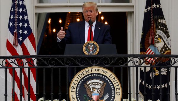 U.S. President Donald Trump addresses a ceremony honoring veterans ahead of the Memorial Day holiday at the White House in Washington, U.S., May 22, 2020 - Sputnik International