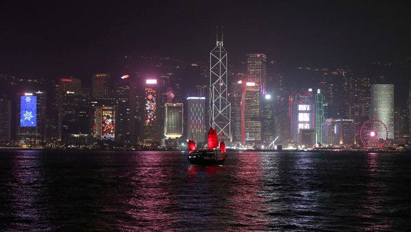 The Hong Kong skyline is lit up on Christmas Eve in Hong Kong, China, December 24, 2019 - Sputnik International