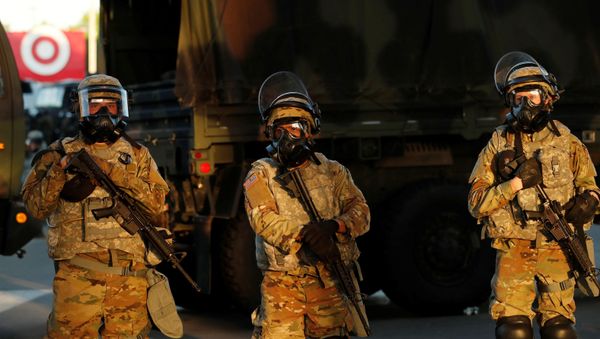 Members of the National Guard secure the area during a protest against the death in Minneapolis police custody of African-American man George Floyd, in Minneapolis, Minnesota, U.S., May 29, 2020. - Sputnik International