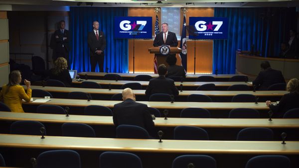 Secretary of State Mike Pompeo speaks during a news conference at the State Department on Wednesday, March 25, 2020, in Washington Secretary of State Mike Pompeo speaks during a news conference at the State Department on Wednesday, March 25, 2020, in Washington - Sputnik International