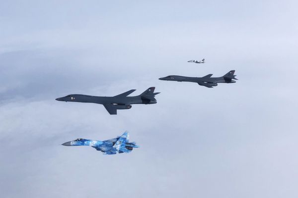 Photos: US B-1B Bombers Test Anti-Ship Missiles, Drill With Ukrainian Sukhoi Jets Over Black Sea Photos: US B-1B Bombers Test Anti-Ship Missiles, Drill With Ukrainian Sukhoi Jets Over Black Sea - Sputnik International