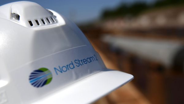 Helmet of a worker on the construction site of the Nord Stream-2 gas pipeline - Sputnik International