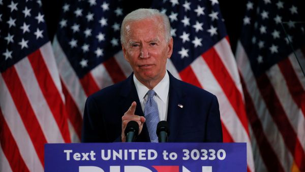 U.S. Democratic presidential candidate and former Vice President Joe Biden speaks during a campaign event about the U.S. economy at Delaware State University in Dover, Delaware, U.S., June 5, 2020 - Sputnik International