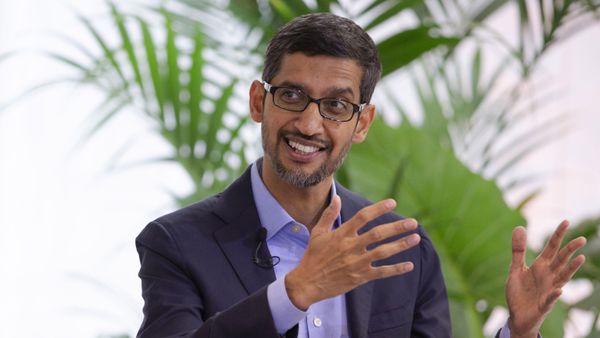 Google's chief executive Sundar Pichai addresses the audience during an event on artificial intelligence at the Square in Brussels, Monday, Jan. 20, 2020 - Sputnik International