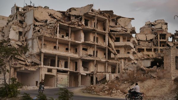Buildings destroyed during the fighting in the northern town of Ariha, in Idlib province - Sputnik International
