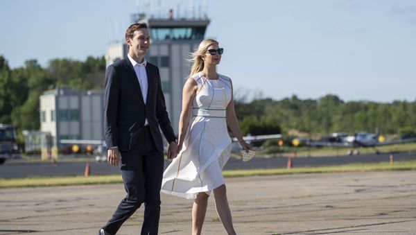 White House senior adviser Jared Kushner and his wife Ivanka Trump, the daughter and assistant to President Donald Trump, walk across the tarmac to board Air Force One at Morristown Municipal Airport, Sunday, June 14, 2020 - Sputnik International
