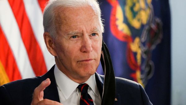 Democratic U.S. presidential candidate and former Vice President Joe Biden speaks at a campaign event devoted to the reopening of the U.S. economy during the coronavirus disease (COVID-19) pandemic in Philadelphia, Pennsylvania, U.S., June 11, 2020 - Sputnik International