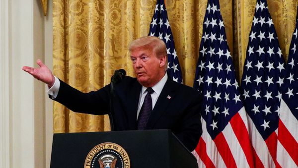 U.S. President Donald Trump discusses a Trump administration plan aimed at helping to prevent suicides by U.S. veterans and other Americans, in the East Room at the White House in Washington, U.S., June 17, 2020 - Sputnik International