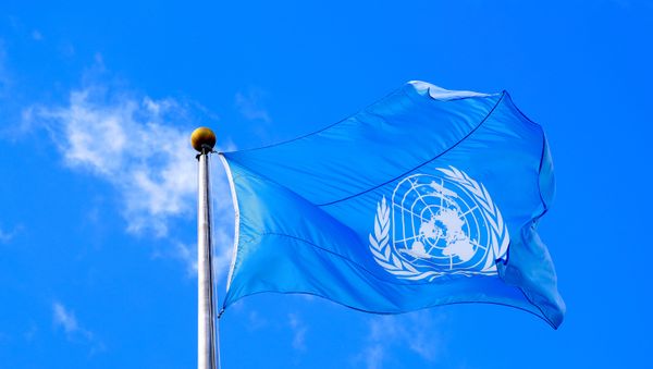 The United Nations flag is seen during the 74th session of the United Nations General Assembly at U.N. headquarters in New York City, New York, U.S., Sept. 24, 2019 - Sputnik International