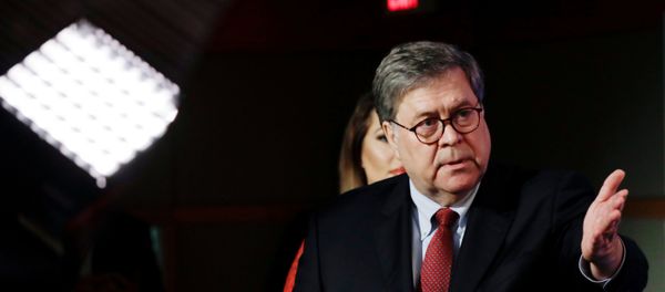 U.S. Attorney General William Barr gestures during a joint briefing about an executive order from U.S. President Donald Trump on the International Criminal Court at the State Department in Washington, U.S., June 11, 2020 - Sputnik International