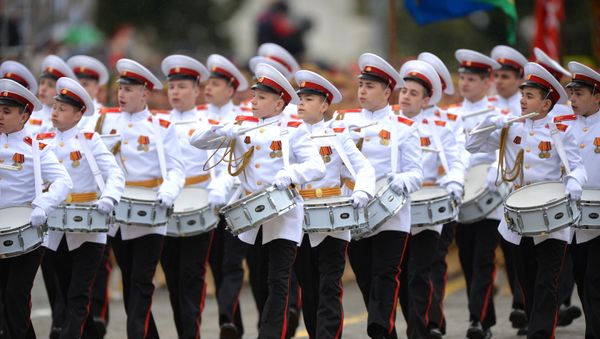 Drummers of the cadet corps at a military parade to mark the 75th anniversary of Victory in the Great Patriotic War of 1941-1945. - Sputnik International
