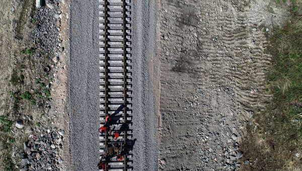 New Railway in Russia's Leningrad Region Receives First Freight Train - Sputnik International
