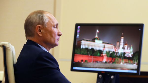 Russian President Vladimir Putin holds a meeting with members of the Russian Civic Chamber via video link from Novo-Ogarevo residence, outside Moscow, Russia - Sputnik International