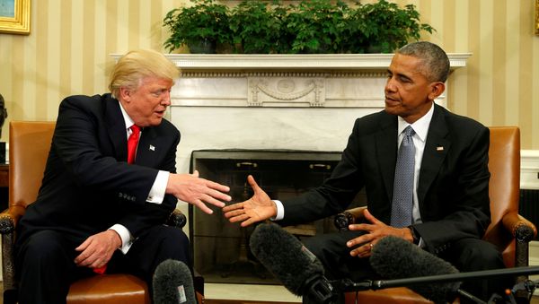 U.S. President Barack Obama meets with President-elect Donald Trump in the Oval Office of the White House in Washington November 10, 2016. U.S. President Barack Obama meets with President-elect Donald Trump in the Oval Office of the White House in Washington November 10, 2016. - Sputnik International