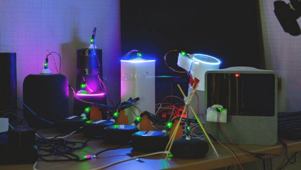 Using light sensors, they registered when the indicator LEDs of the speakers lit up. Using light sensors, they registered when the indicator LEDs of the speakers lit up. - Sputnik International