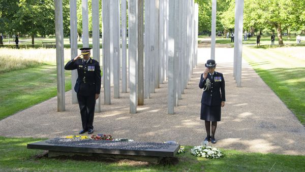 Commissioner of City of London Police Ian Dyson, left, and Metropolitan Police Commissioner Cressida Dick lay a wreath at the 7 July Memorial in Hyde Park, London, Tuesday July 7, 2020, on the 15th anniversary of the attack on the capital Commissioner of City of London Police Ian Dyson, left, and Metropolitan Police Commissioner Cressida Dick lay a wreath at the 7 July Memorial in Hyde Park, London, Tuesday July 7, 2020, on the 15th anniversary of the attack on the capital - Sputnik International