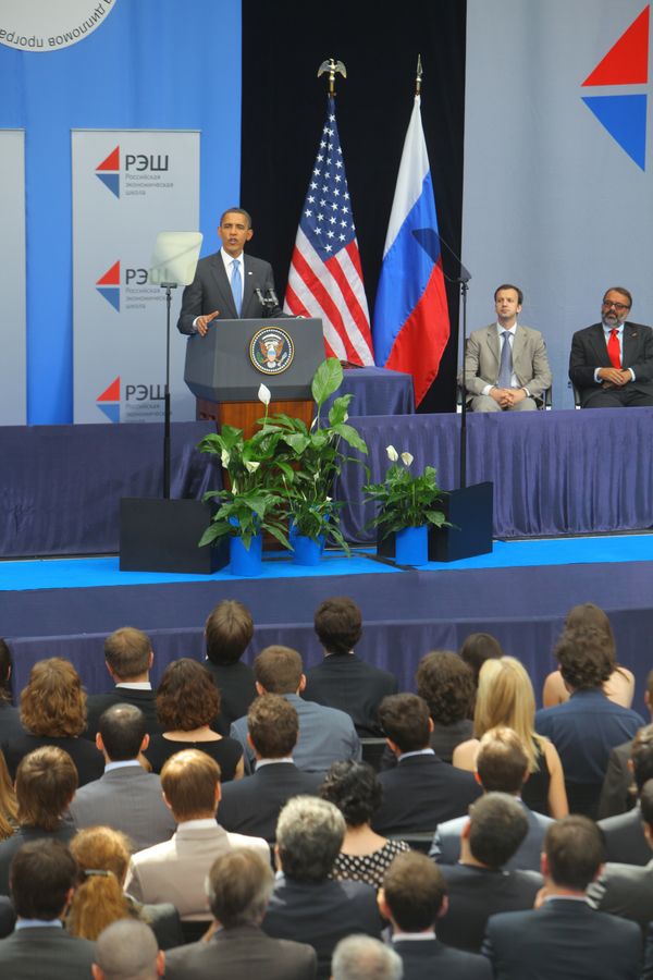 U.S. President Barack Obama called for a new start in relations with Russia in a speech in Moscow on Tuesday, straight after his first meeting with the Prime Minister Vladimir Putin. U.S. President Barack Obama called for a new start in relations with Russia in a speech in Moscow on Tuesday, straight after his first meeting with the Prime Minister Vladimir Putin. - Sputnik International