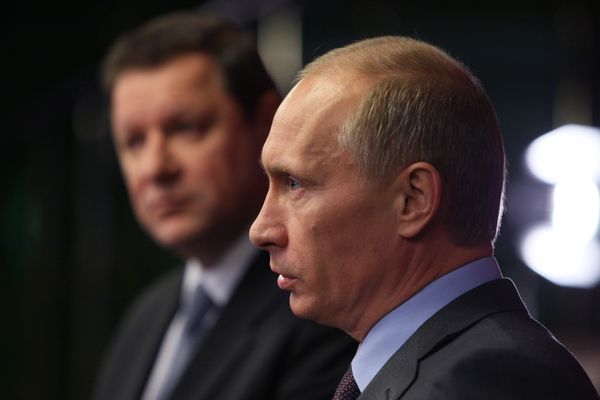 Prime Ministers Vladimir Putin of Russia and Sergei Sidorsky of Belarus - Sputnik International