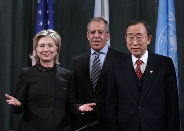 Russian Foreign Minister Sergey Lavrov, U.S. Secretary of State Hillary Clinton, UN General Secretary Ban Ki-moon Russian Foreign Minister Sergey Lavrov, U.S. Secretary of State Hillary Clinton, UN General Secretary Ban Ki-moon - Sputnik International