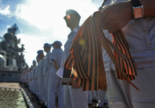  Russian heavy nuclear-powered missile cruiser joints St. George Ribbon campaign  - Sputnik International