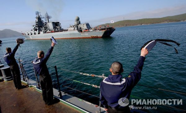 Guided missile cruiser Moskva arrives in Russia’s Far East  - Sputnik International