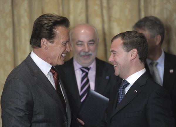 Russian President Dmitry Medvedev with governor of the U.S. state of California Arnold Schwarzenegger Russian President Dmitry Medvedev with governor of the U.S. state of California Arnold Schwarzenegger - Sputnik International