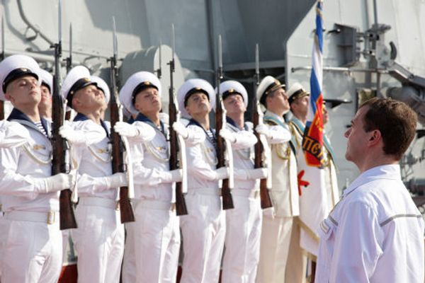 Medvedev on board the heavy nuclear-powered cruiser Pyotr Veliky Medvedev on board the heavy nuclear-powered cruiser Pyotr Veliky - Sputnik International