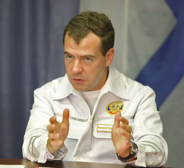 Medvedev on board the heavy nuclear-powered cruiser Pyotr Veliky Medvedev on board the heavy nuclear-powered cruiser Pyotr Veliky - Sputnik International