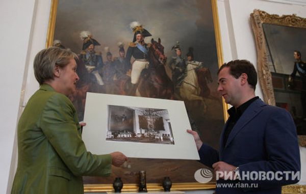 Dmitry Medvedev in newly restored Tsarskoye Selo Dmitry Medvedev in newly restored Tsarskoye Selo - Sputnik International