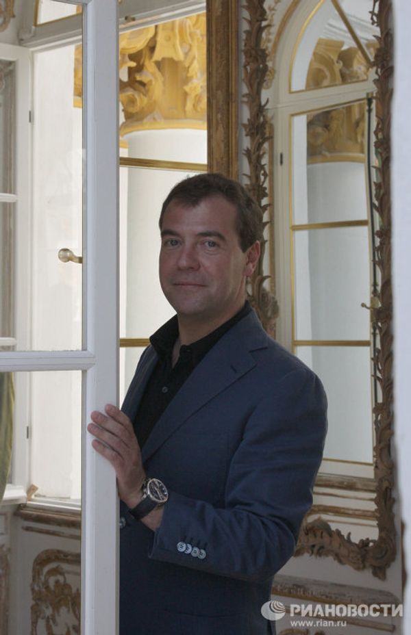 Dmitry Medvedev in newly restored Tsarskoye Selo Dmitry Medvedev in newly restored Tsarskoye Selo - Sputnik International