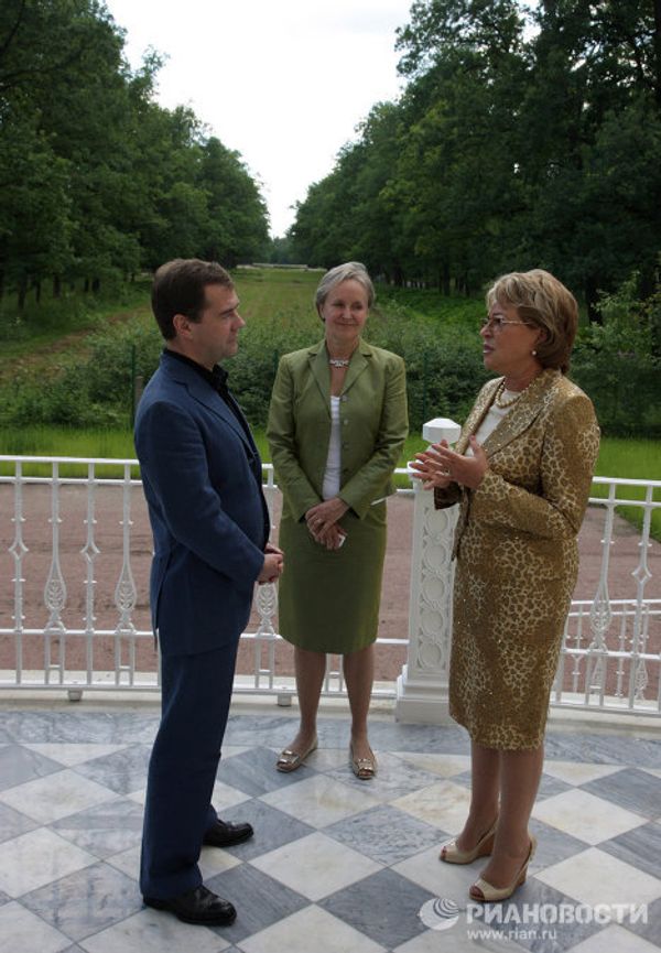 Dmitry Medvedev in newly restored Tsarskoye Selo Dmitry Medvedev in newly restored Tsarskoye Selo - Sputnik International
