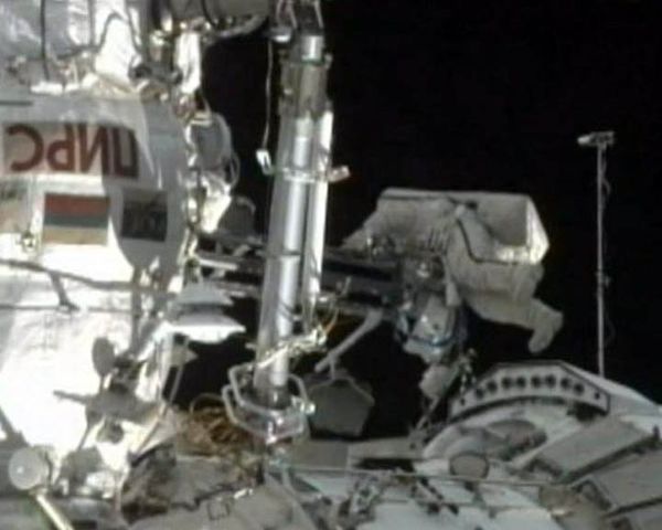 Fyodor Yurchikhin and Mikhail Kornienko spent about six hours outside the International Space Station. Fyodor Yurchikhin and Mikhail Kornienko spent about six hours outside the International Space Station. - Sputnik International